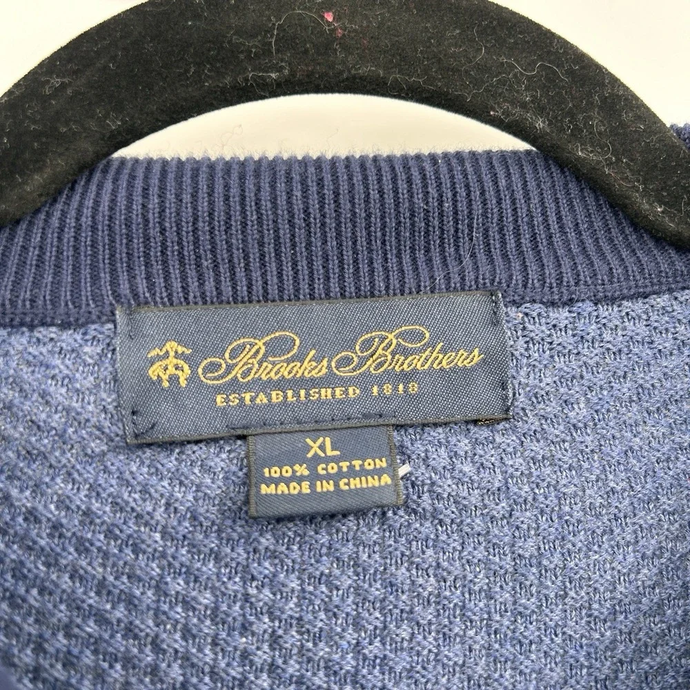 Brooks Brothers Mens 1/2 Zip Rugby Stripe‎ Sweater Size XL Blue Preppy Old Money